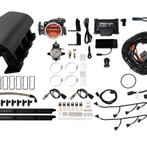 Complete car alarm system with various components and wiring.