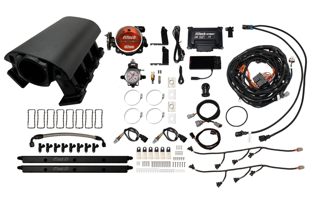 Complete automotive wiring and accessory installation kit laid out.