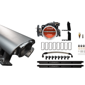 Comprehensive fuel injection system kit with throttle body and accessories.