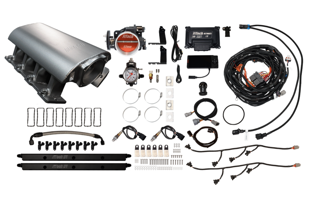Complete diesel engine upgrade kit with components and wiring.