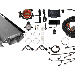 Complete automotive LPG fuel injection system kit with components and wiring.