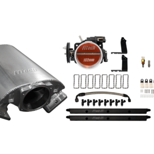 Complete exhaust system kit with muffler and installation hardware.
