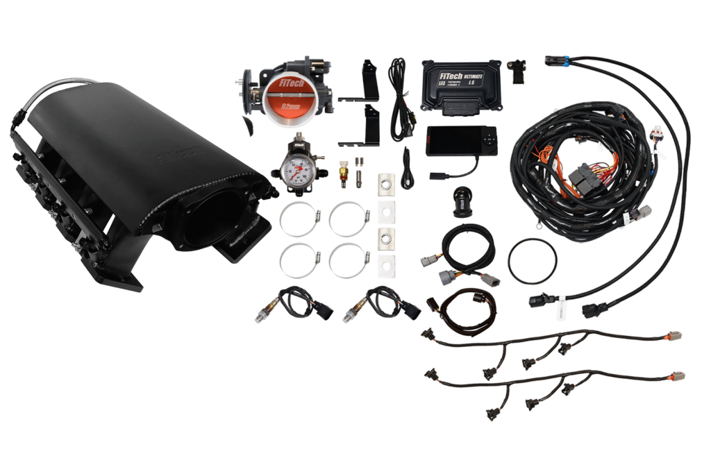 Complete diesel tuning kit with injectors and wiring harness.