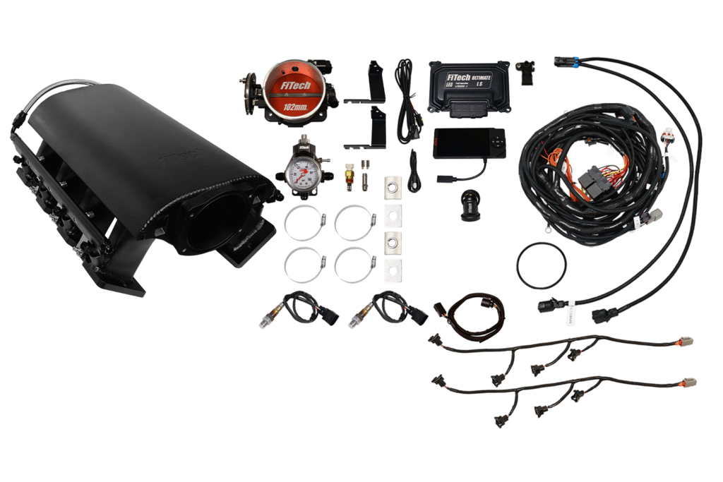 Complete automotive wiring harness kit with connectors and clamps.