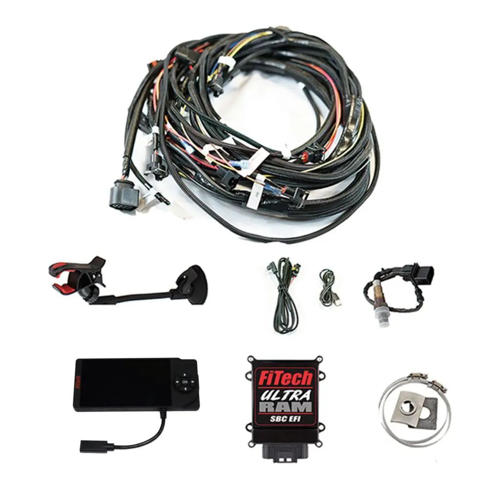 Complete automotive wiring harness kit with various connectors and components.