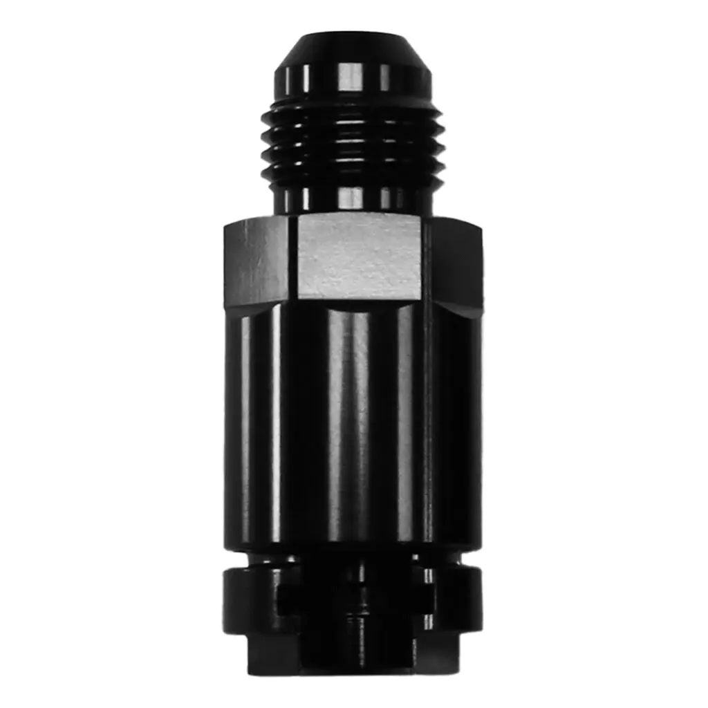 Black plastic nozzle with ridges and a rounded top.