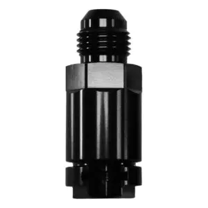 Black plastic nozzle with ridges and a rounded top.