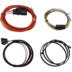 Set of four electrical wiring harnesses with connectors in various lengths.