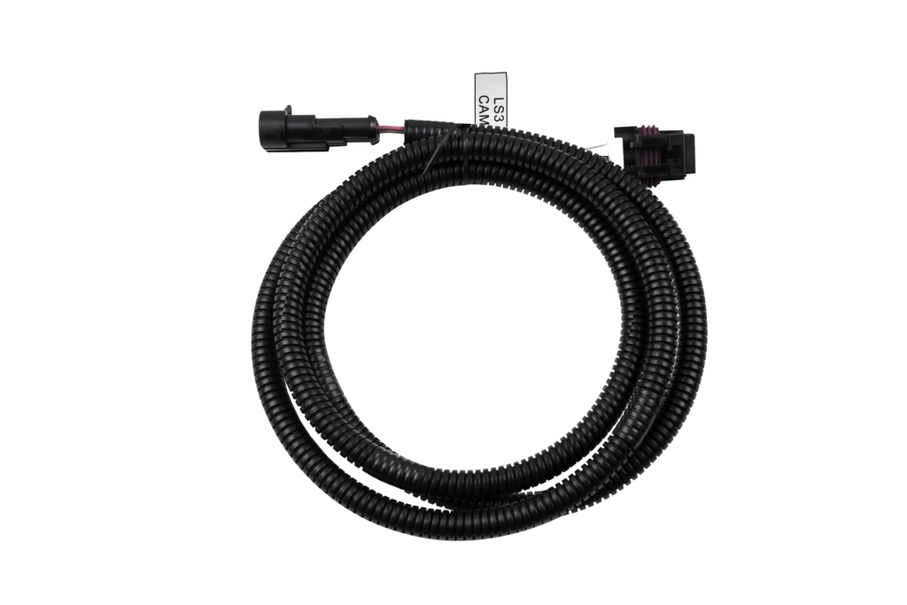 Black coiled cable with connectors on both ends.