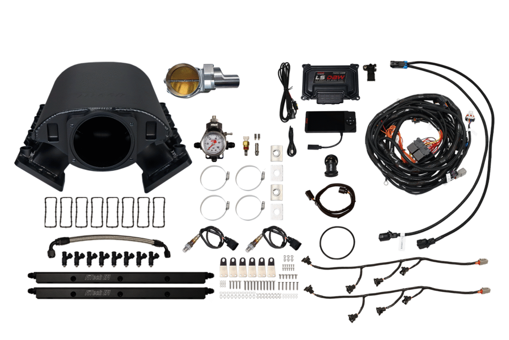 Complete vehicle turbocharger installation kit with all necessary components.