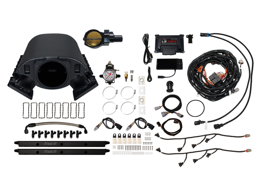 Complete car alarm system with various components and wires.