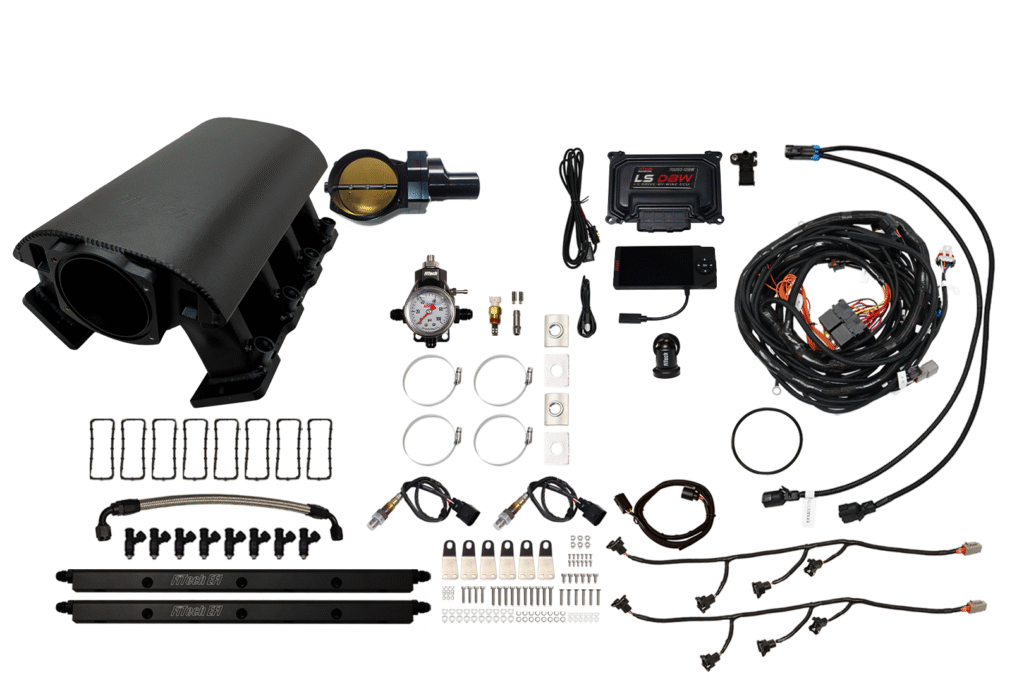 Complete car turbocharger kit with all necessary components and wiring.