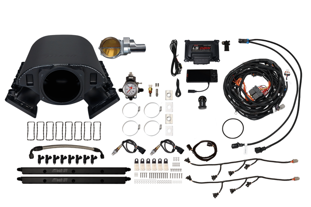 A complete turbocharger kit with all necessary components and accessories.