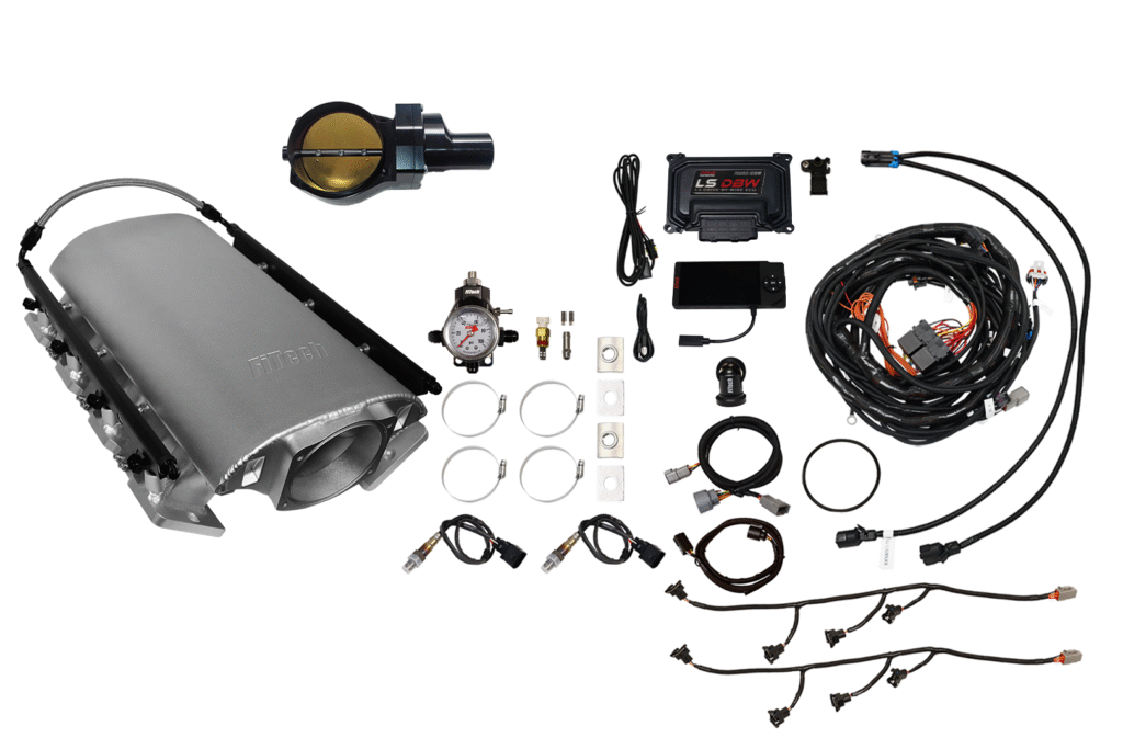 Complete propane conversion kit with regulator, hoses, and fittings.