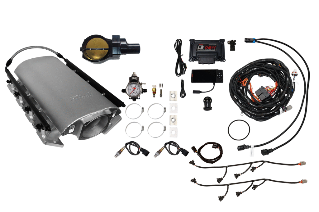 Complete diesel engine tuning and monitoring kit with sensors and wiring.