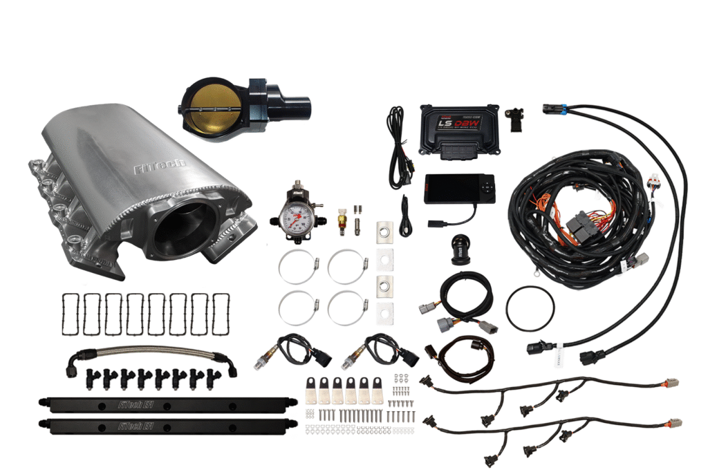 Comprehensive car turbocharger installation kit with various components and tools.