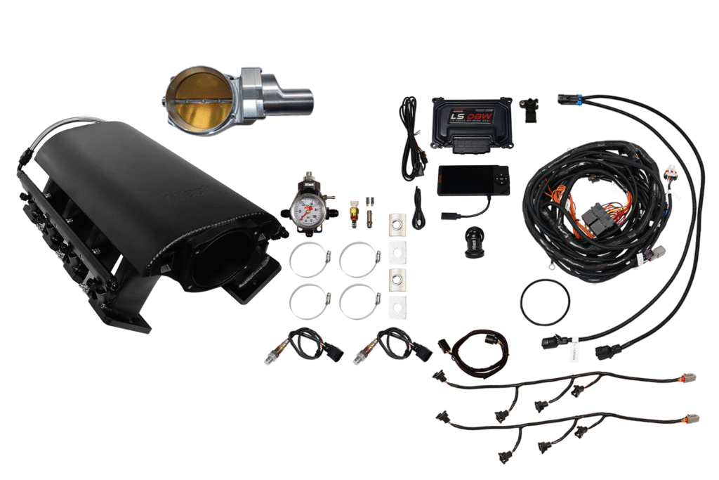 Complete motorcycle alarm and security system with various components.