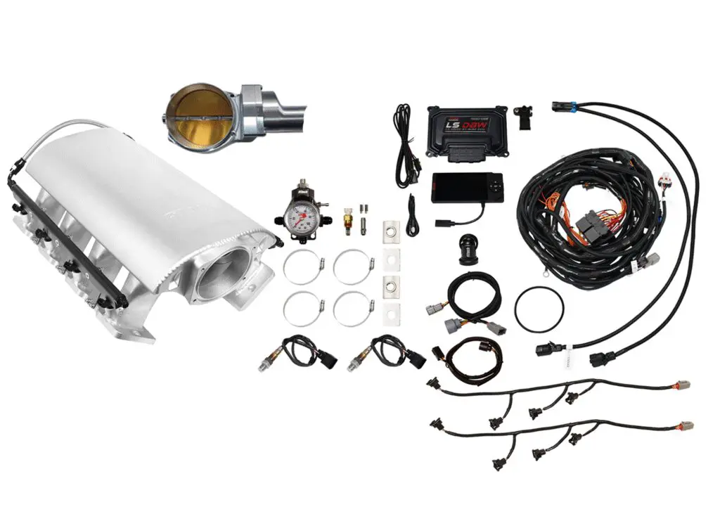 Complete automotive HID xenon headlight conversion kit with bulbs and wiring.