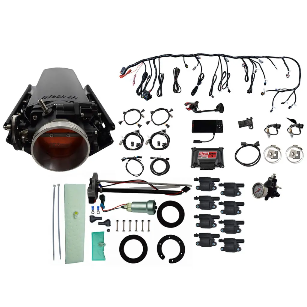 Complete engine gasket and seal kit with various components.