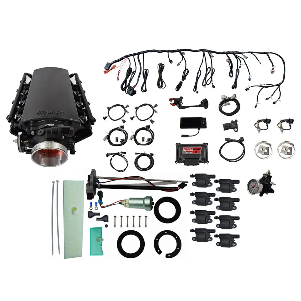 Complete engine intake manifold kit with all components.