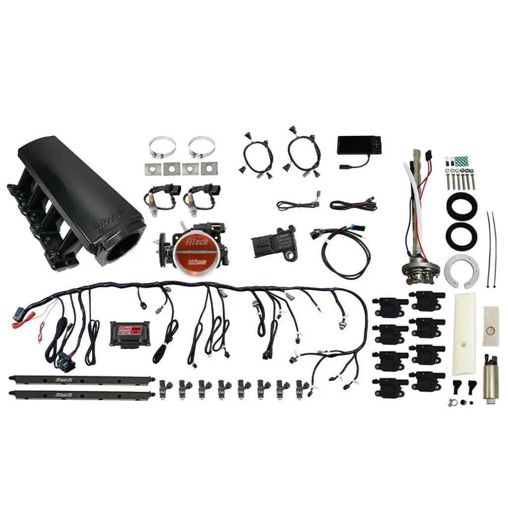 Complete automotive wiring harness kit with connectors and components.