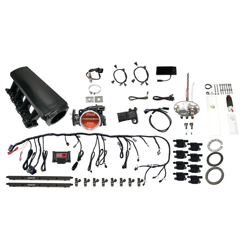 Complete automotive wiring harness kit with connectors and cables.