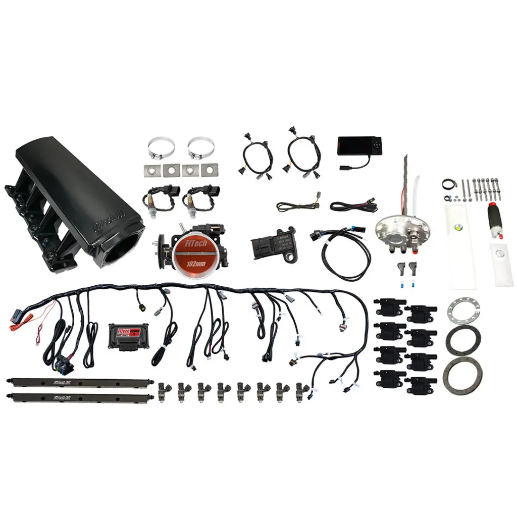 Complete motorcycle wiring harness kit with connectors and components.