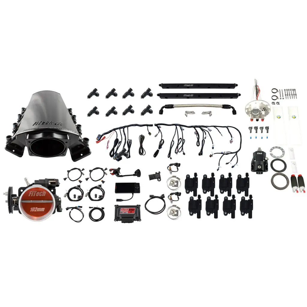 Complete motorcycle fairing kit with windshield and mounting hardware.