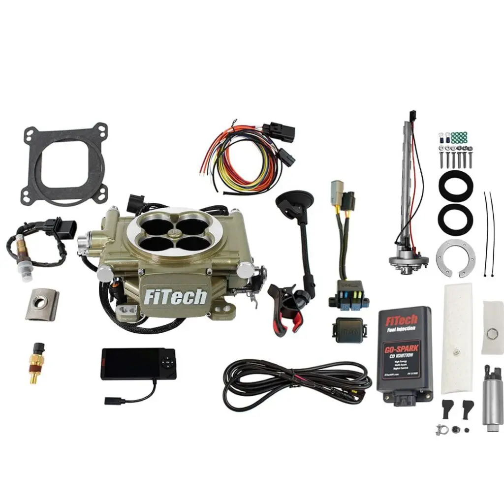 Complete carburetor kit with all components and accessories.