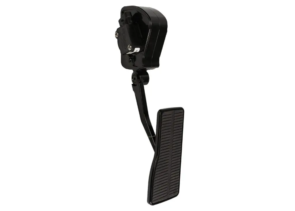 Black ergonomic foot pedal with adjustable neck and padded headrest.