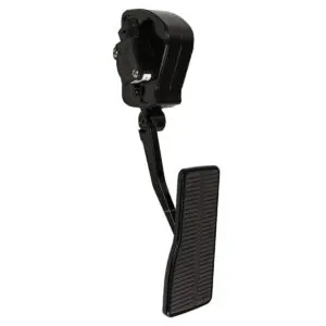 Black ergonomic foot pedal with adjustable neck and padded headrest.