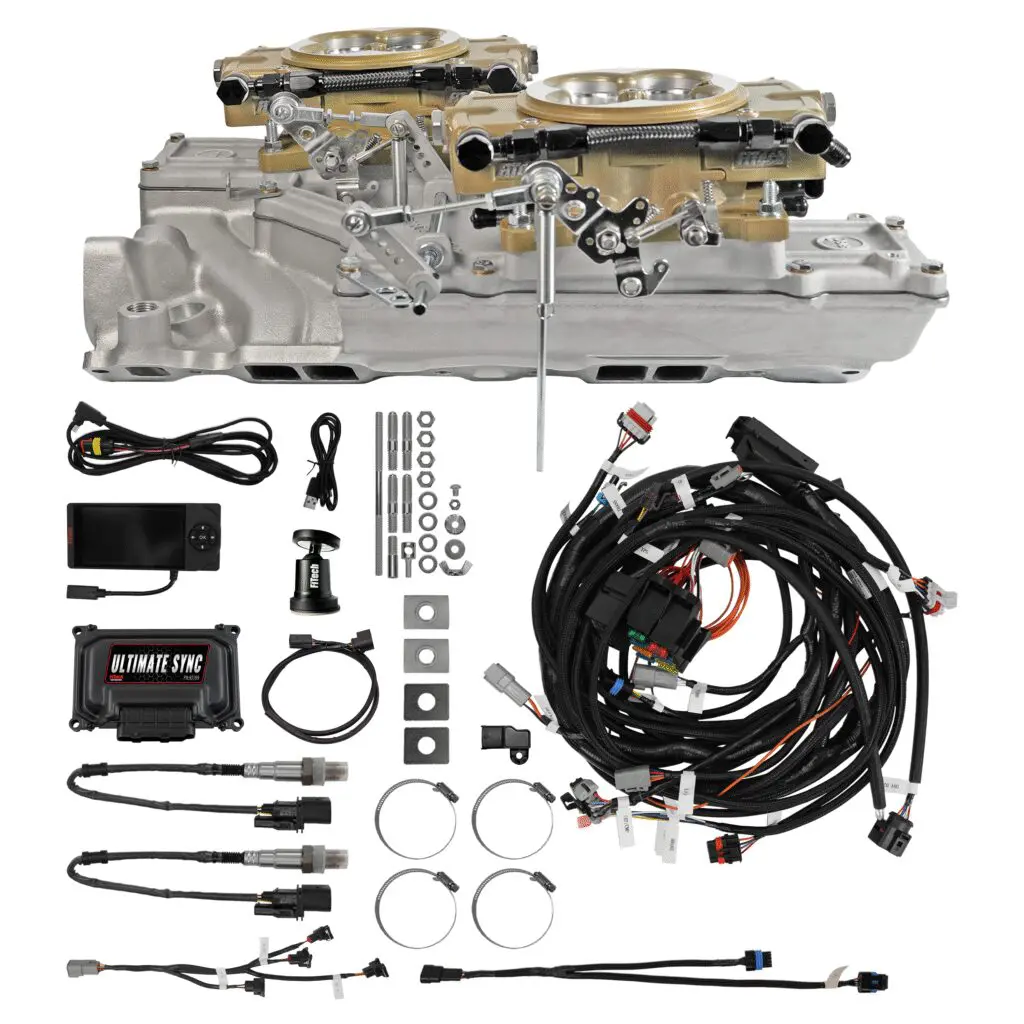 A car wiring harness kit with various connectors and cables.