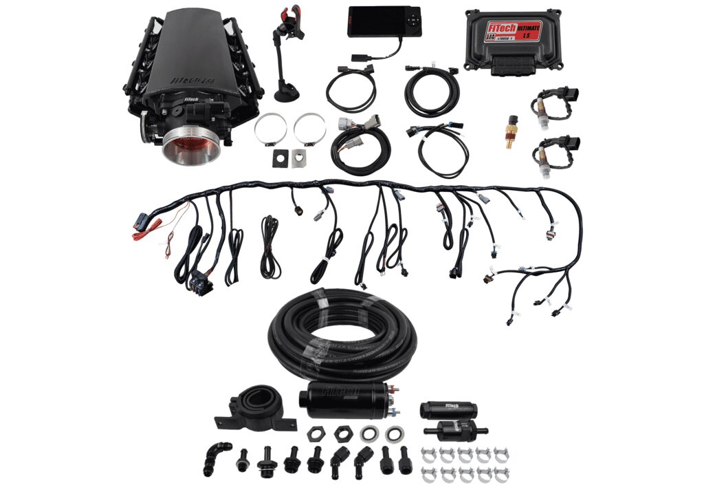Ultimate LS 500 HP EFI System/ Short Cathedral Intake/ Fits LS1, LS2, LS6, LR4, LM4, LM7, LQ4, LQ9 Heads/ Single O2 Sensor/ Cable Driven 92mm Throttle Body/ 36lb Injectors/ 255 LPH Inline Fuel Pump/ 40 Ft. Hose/ Fittings/ Filters