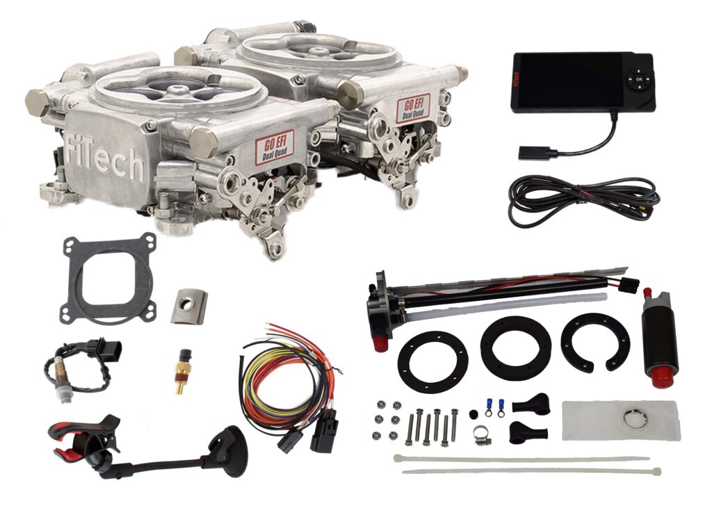 Go EFI 2x4/ 625 HP EFI Throttle Body System/Bright Aluminum Finish/ Timing Control/ 4150 Flange/ Self Learning/ Go Fuel Intank Module/ Universal Fit/ 340 LPH Pump