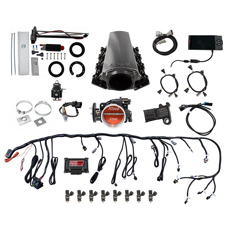 FiTech Fuel Injection Ultimate LS 500 HP EFI System With Short Cathedral Intake, Transmission Control, In Tank 340 LPH Pump Module & Go Fuel Regulator Master Kit