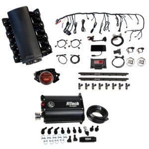 FiTech Fuel Injection 75204 Ultimate LS 750 HP EFI System With Short Cathedral Intake, Transmission Control & Force Fuel Master Kit