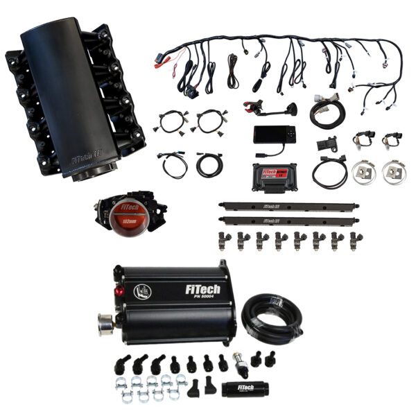 FiTech Fuel Injection 75204 Ultimate LS 750 HP EFI System With Short Cathedral Intake, Transmission Control & Force Fuel Master Kit