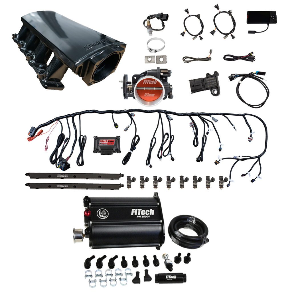 FiTech Fuel Injection 75211 Ultimate LS 500 HP EFI System With Short LS3 Port Intake & Force Fuel Master Kit
