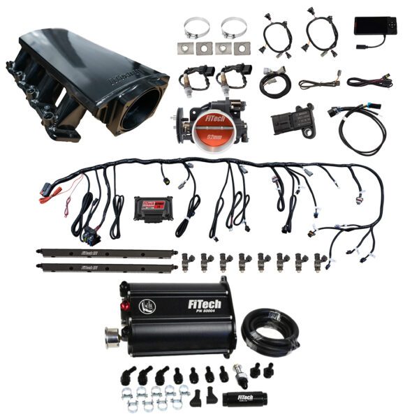 FiTech Fuel Injection 75212 Ultimate LS 500 HP EFI System With Short LS3 Port Intake, Transmission Control & Force Fuel Master Kit