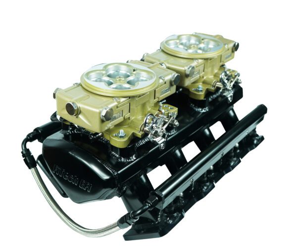 FiTech Fuel Injection Ultimate LS 750 HP Dual Quad Classic Gold EFI System With Cathedral Port Intake & Transmission Control 70081