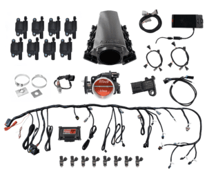 FiTech Ultimate LS 500 HP EFI System With Long Runner Cathedral Intake,Transmission Control & LS3 Coil Pack Set