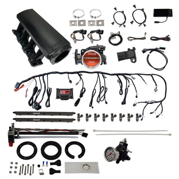 FiTech Fuel Injection 76207 Ultimate LS 500 HP EFI System With Long Runner Cathedral Intake, Transmission Control, In Tank 340 LPH Pump Module & Go Fuel Regulator Master Kit