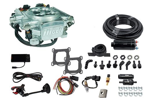 Go EFI 4 600 HP Power Adder Bright Aluminum EFI System With Inline Fuel Delivery Master Kit