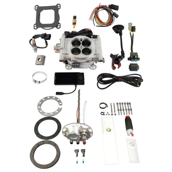 <span style="color:#ED3237;">36301</span><br> Go EFI 4 600 HP Bright Aluminum EFI System With Go Fuel Returnless In-Tank Module Master Kit