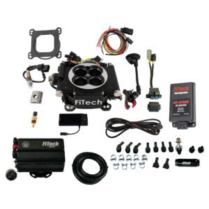 FiTech Fuel Injection 93552 Go EFI 4 600 HP Matte Black EFI System With Force Fuel Mini Delivery & Go Spark CDI Box Master Kit