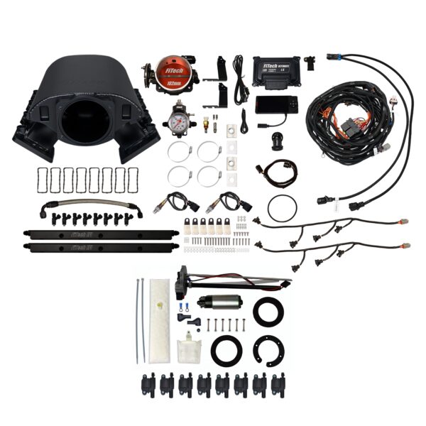 <span style="color:#ED3237;">78490</span><br>Ultimate Rebel LS 750 HP EFI System With Short Cathedral Intake, Go Fuel In-Tank Fuel Pump 600 HP Module, Go Fuel Tight Fit Regulator With Pressure Gauge & Go Spark LS3 Style Coil 8 Pack Master Kit