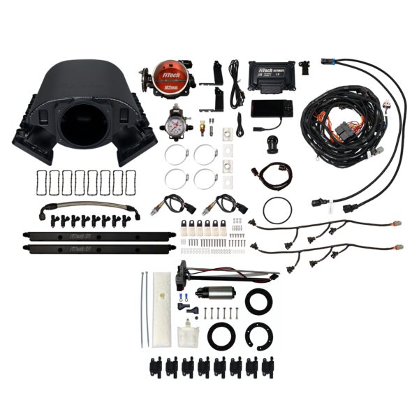 <span style="color:#ED3237;">79490</span><br>Ultimate Rebel LS 750 HP EFI System With Short Cathedral Intake, Go Fuel In-Tank Fuel Pump 600 HP Module, Go Fuel Tight Fit Regulator With Pressure Gauge & Go Spark LS3 Style Coil With LED 8 Pack Master Kit