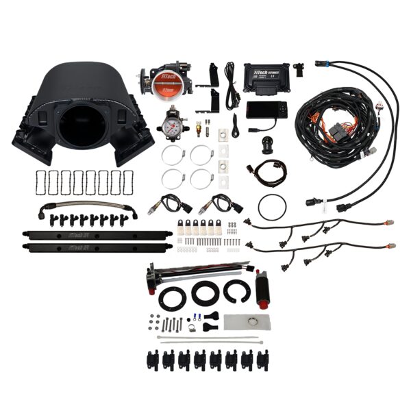 <span style="color:#ED3237;">79688</span><br>Ultimate Rebel LS 500 HP EFI System With Short Cathedral Intake, In Tank Pump Module,Go Fuel Regulator & LS3 Coil Pack With LED Set