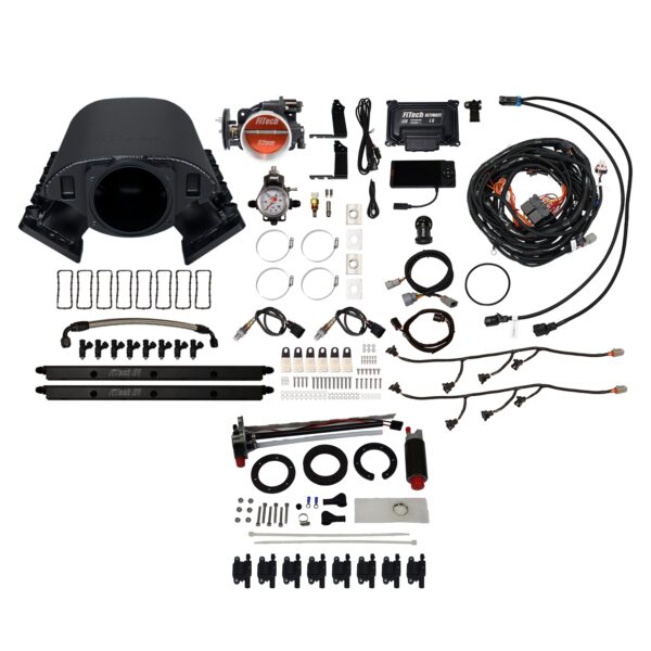 <span style="color:#ED3237;">79689</span><br>Ultimate Rebel LS 500 HP EFI System With Short Cathedral Intake, Transmission Control, In Tank Pump Module, Go Fuel Regulator & LS3 Coil Pack With LED Set