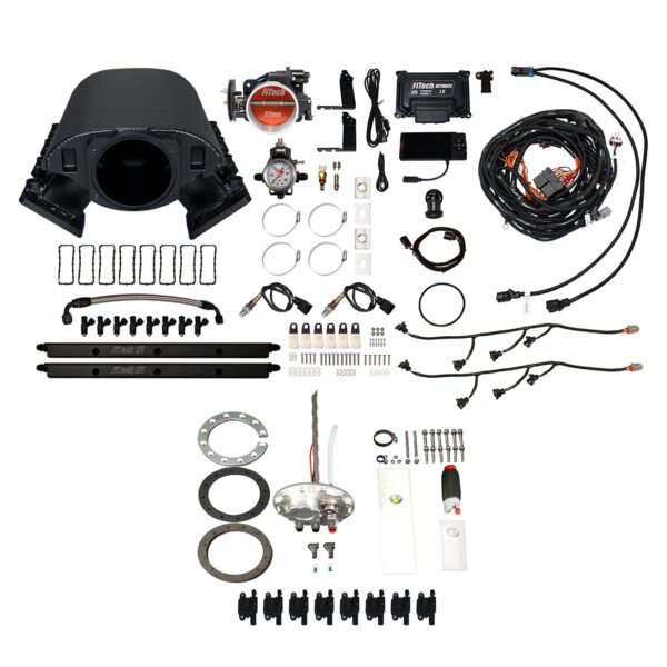 <span style="color:#ED3237;">79888</span><br>Ultimate Rebel LS 500 HP EFI System With Short Cathedral Intake, Go Fuel In-Tank 340 LPH Fuel Pump Returnless Module With 2 Inch Fill & Go Spark LS3 Style Coil With LED 8 Pack Master Kit